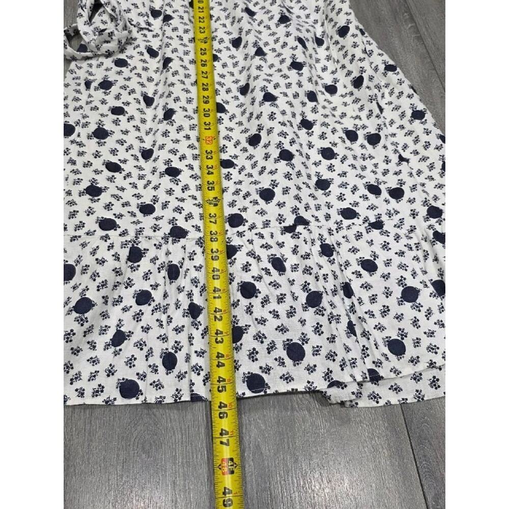 Boden Nancy Linen Midi Dress flower v-neck 8 R White blue A004530 - Picture 4 of 13